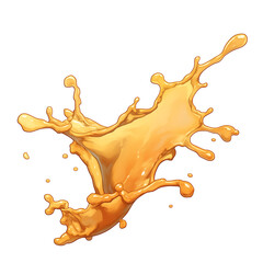 Poster - vibrant splash of mango juice captured mid air against white background, showcasing dynamic motion and vivid color of liquid