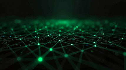 Abstract glowing green network connections digital background concept