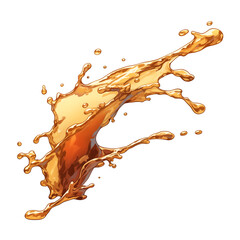 Poster - dynamic splash of kombucha captured mid air, isolated on white background, showcasing vibrant amber hues and fluid motion of beverage