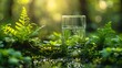 © tonpreecha - A picturesque and sharp photo of a glass of water in a lush and green forest landscape.