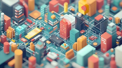 Poster - explore a dynamic world of market share through a vibrant 3d isometric flat vector illustration, dep