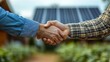 © PJ Gallery - Sustainable energy partnership solar farm business agreement outdoor close-up renewable resources
