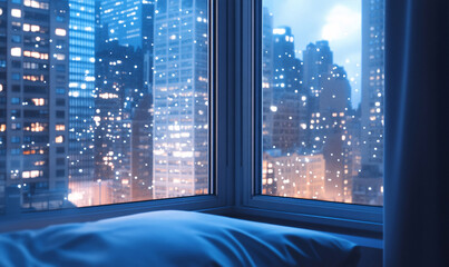 Wall Mural - window in the night-generative ai