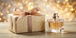 © lapeepon - Elegant perfume bottle sitting next to a beautifully wrapped Christmas gift box , perfume, bottle, fragrance, elegant, luxury