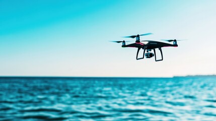 Leinwandbilder - A high-tech AI-driven autonomous drone for precision oceanic pollution monitoring, clean marine environment with drones designed for detailed tracking and analysis of ocean pollution levels