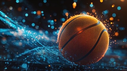Wall Mural - Basketball In Motion:  A Close-Up
