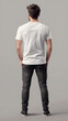 © dadakko - 男性が着ているカジュアルな白いTシャツのモックアップ、後ろ姿の男性