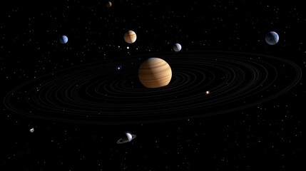 Wall Mural - Stunning Visual of the Solar System Depicting Planets in Orbit Against a Vast Black Background Highlighting the Beauty of Outer Space