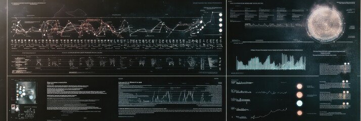 Fototapete - The display shows a comprehensive patient dossier featuring medical history, DNA information, and various test results in a clinical setting. Generative AI
