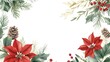 © idealxone - Christmas Watercolor Border with Poinsettia