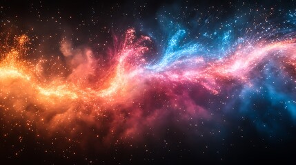 Wall Mural - abstract cosmic nebula with swirling red and blue energy.