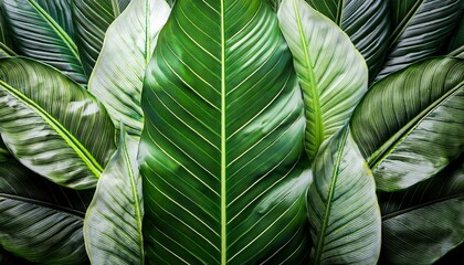 Canvas Print - Lush green tropical leaves create a vibrant, textured background.