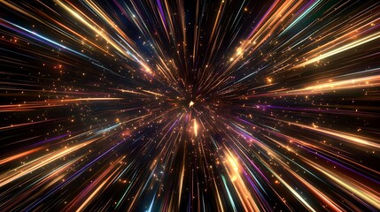 Wall Mural - abstract light streaks radiating from center, cosmic background.