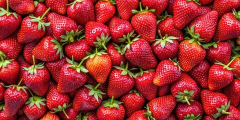 Wall Mural - Vibrant background of fresh red strawberries, summer, fruit, organic, juicy, ripe, healthy, harvest, agriculture, garden, vibrant