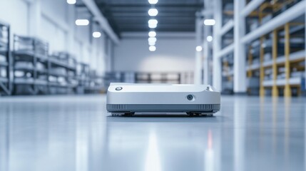 Poster - A sophisticated AI-driven autonomous robot for hazardous material handling, clean industrial environment with robots designed for safe and efficient material management, Handling style
