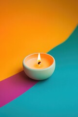 Sticker - Candle on Colorful Surface