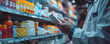 © HQAsset - Pharmacist Carefully Examining Medicine Packaging in Pharmacy Aisle