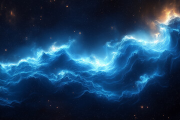 Wall Mural - Illustration Abstract background with dark blue universe and swirling nebula.