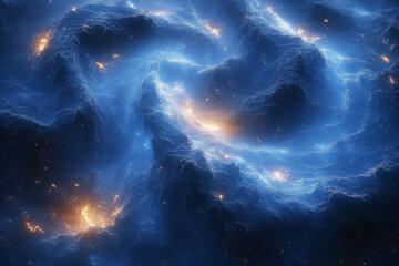 Wall Mural - Illustration Abstract background with dark blue universe and swirling nebula.
