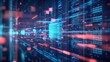 © Chayanan - Futuristic software interface showcasing abstract network grid with files and folders for digital document management system.