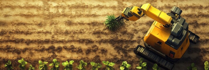 Aufkleber - Advanced robotic machines are busy planting and harvesting crops on a farm, improving agricultural productivity and efficiency. Generative AI