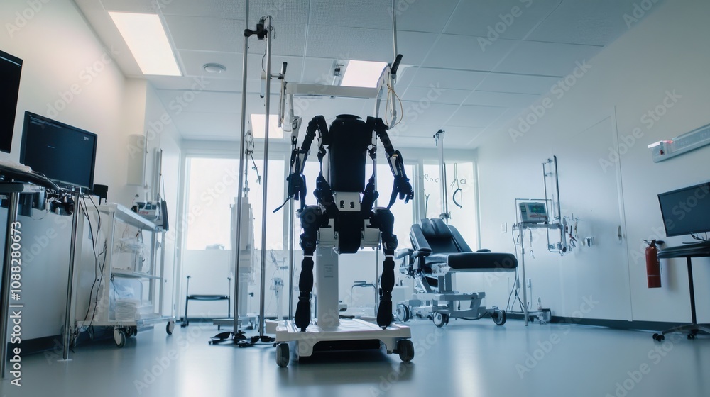 An advanced rehabilitation center using robotic exoskeletons to assist ...