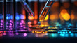 © Yoonnam - Close-up of a row of test tubes with liquid droplets inside highlighting scientific experimentation, research, and innovation in a laboratory setting