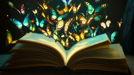 Wall Mural - Magic Book with Butterflies