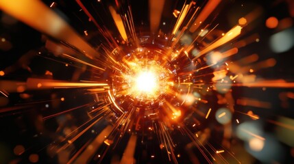 An extreme close-up of a high-energy particle collision captured in a particle accelerator detector, Particle physics research style, photo of