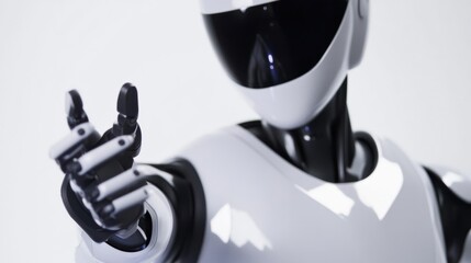 Poster - An extreme close-up of a humanoid robot's advanced gesture recognition sensors, demonstrating precise motion detection and interactive capabilities, Robotics technology style
