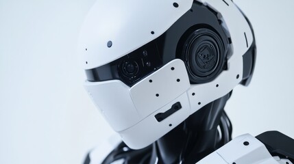 Aufkleber - An extreme close-up of a humanoid robot's biometric identification module, showcasing secure authentication and identity verification capabilities, Robotics technology style