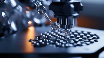 Aufkleber - An extreme close-up of a molecular 3D printer, assembling intricate nanostructures with precision, Nanotechnology style