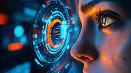 Reflection of data on eyeglasses worn by a man - concept of computer programmer, big data, and UX designer.