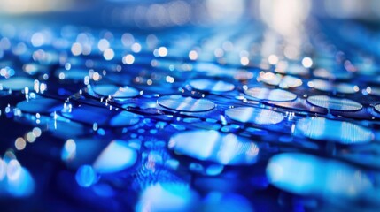 Poster - An extreme close-up of a quantum dot enhanced solar cell, showing improved light absorption and conversion efficiency, Solar technology style