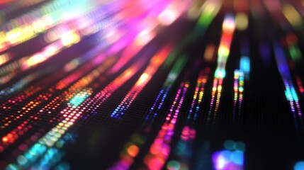 Poster - An extreme close-up of a quantum dot LED display showing high-resolution images and vibrant color reproduction, Quantum dot display technology style, photo of