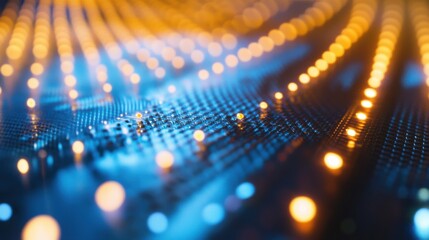Poster - An extreme close-up of a quantum sensor array, detecting subtle electromagnetic fields, Quantum sensing style