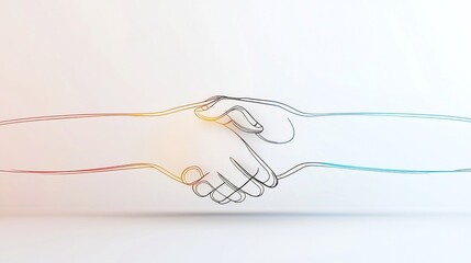 Leinwandbilder - Overlapping abstract line art depicting two hands in a gentle embrace with a soft color gradient background and minimal details conveying a sense of connection support and compassion