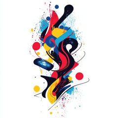 Wall Mural - abstract colorful design featuring dynamic shapes and splashes of paint.