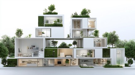Poster - Innovative architectural blueprint showcasing a green building design with an integrated water recycling system enabling sustainable and eco friendly urban development for the cities of the future