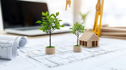 Fototapete - A group of architects strategizing and planning for sustainable construction projects that prioritize environmental conservation and eco friendly building designs to create a greener