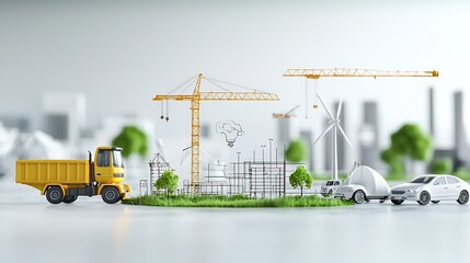 Poster - Architects and engineers collaborating on sustainable construction concept emphasizing green building practices and environmental conservation strategies for a more sustainable future