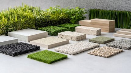 Aufkleber - Close up view of innovative green building materials highlighting sustainable design elements and solutions for eco friendly and energy efficient architecture and construction