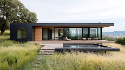 Fototapete - Innovative sustainable architecture projects showcasing the use of eco friendly renewable materials and green design solutions that emphasize environmental conservation and low carbon construction
