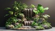 © NFTNexus - Lush Tropical Waterfall Display Stand Surrounded by Vibrant Greenery Featuring Cascading Water and Natural Stone Elements