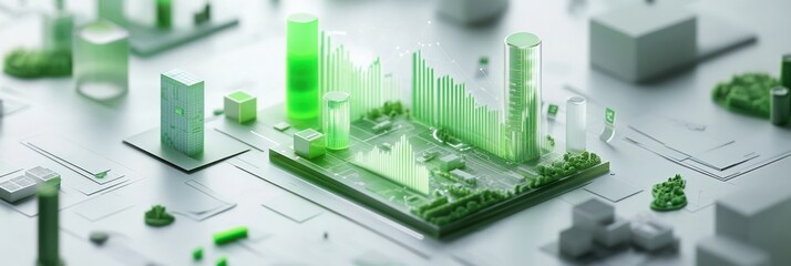Aufkleber - A digital landscape showcasing green architecture and urban development concepts.