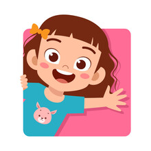kid happy smile greet and waving hand