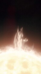 Wall Mural - Vertical Close Shot of the Sun as a Massive Solar Flare is Ejected from the Surface