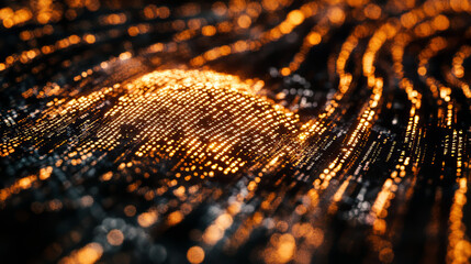 A fingerprint made of computer code.  This shows a cybersecurity idea.