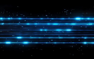 Aufkleber - Closeup of blue neon circuit board lines with a dark black background, futuristic digital aesthetic