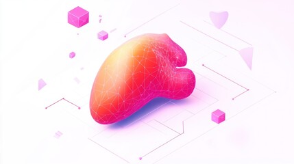 Poster - A stylized, colorful representation of a human organ, emphasizing a digital design aesthetic.